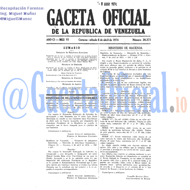 Gaceta Oficial 30371 del 6 Abril 1974
