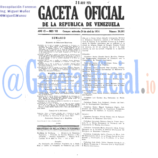 Gaceta Oficial 30381 del 24 Abril 1974