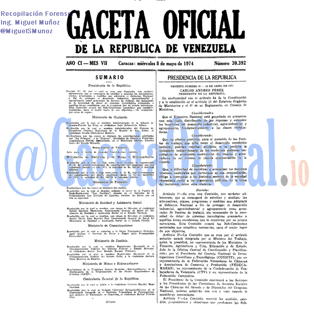 Gaceta Oficial 30392 del 8 Mayo 1974