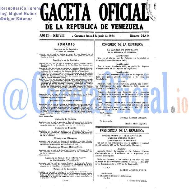 Gaceta Oficial 30414 del 3 Junio 1974