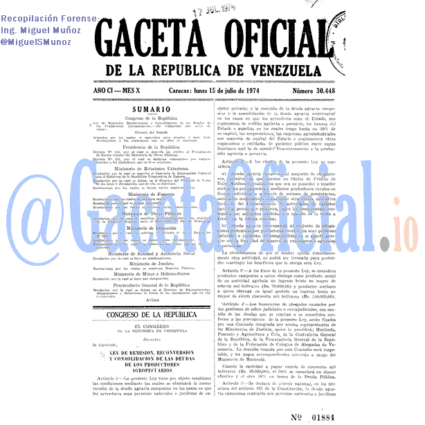 Gaceta Oficial 30448 del 15 Julio 1974