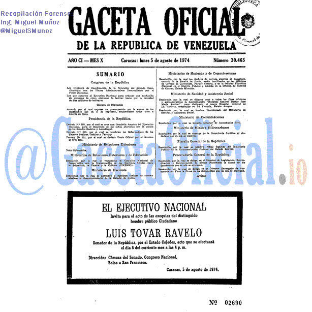 Gaceta Oficial 30465 del 5 Agosto 1974