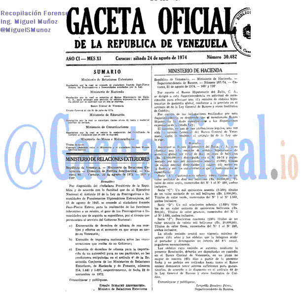 Gaceta Oficial 30482 del 24 Agosto 1974