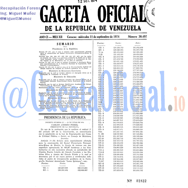 Gaceta Oficial 30497 del 11 Septiembre 1974
