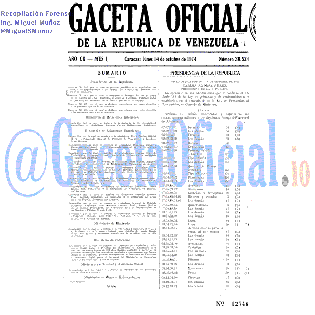 Gaceta Oficial 30524 del 14 Octubre 1974