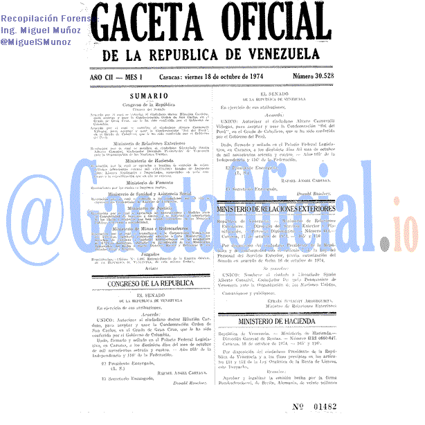 Gaceta Oficial 30528 del 18 Octubre 1974