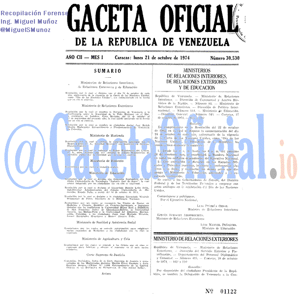 Gaceta Oficial 30530 del 21 Octubre 1974