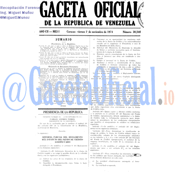 Gaceta Oficial 30540 del 1 Noviembre 1974
