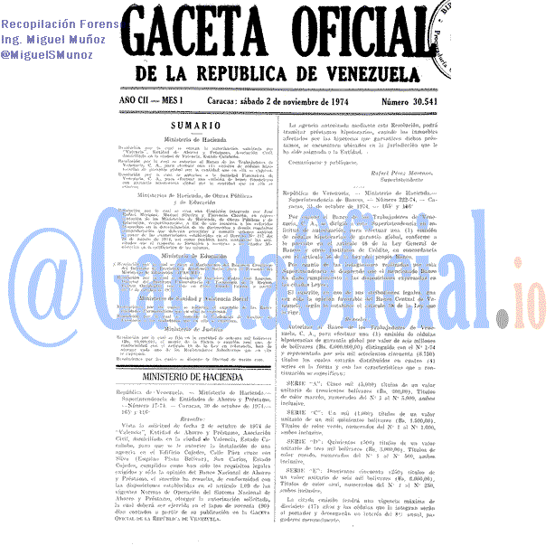 Gaceta Oficial 30541 del 2 Noviembre 1974
