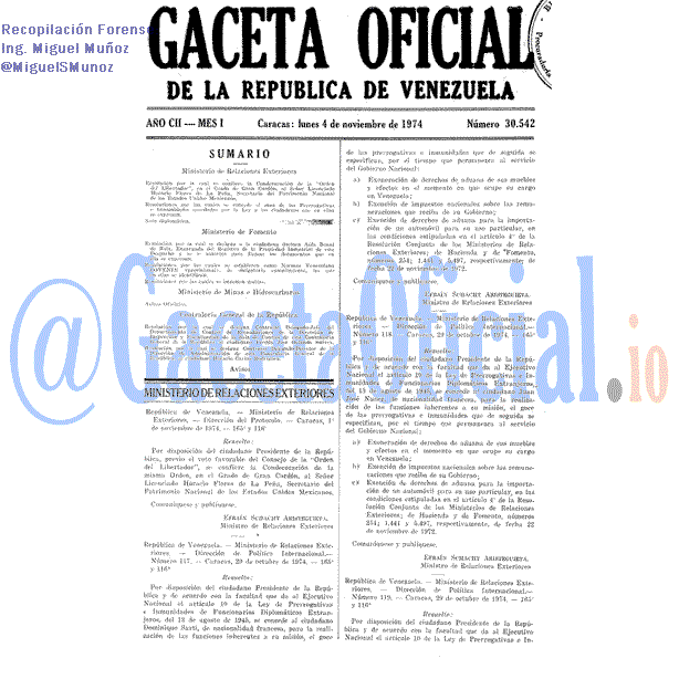 Gaceta Oficial 30542 del 4 Noviembre 1974