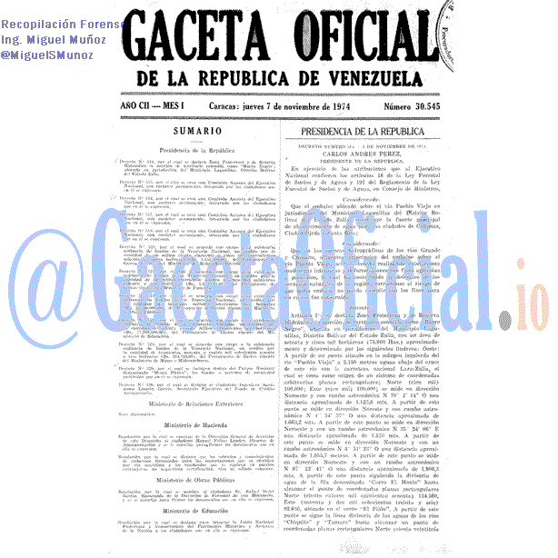Gaceta Oficial 30545 del 7 Noviembre 1974