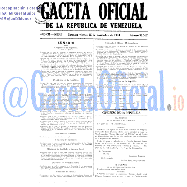 Gaceta Oficial 30552 del 15 Noviembre 1974