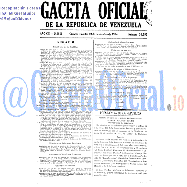 Gaceta Oficial 30555 del 19 Noviembre 1974