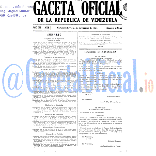 Gaceta Oficial 30557 del 21 Noviembre 1974