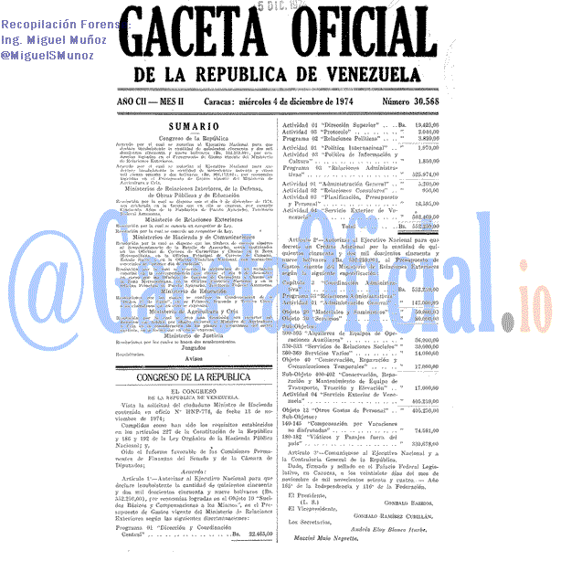 Gaceta Oficial 30568 del 4 Diciembre 1974