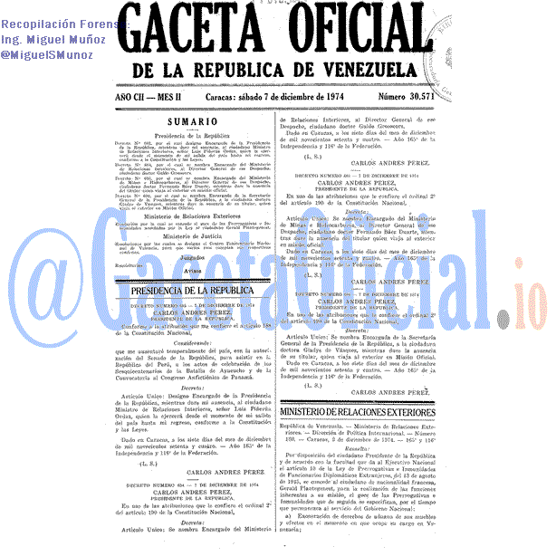Gaceta Oficial 30571 del 7 Diciembre 1974