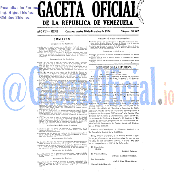 Gaceta Oficial 30572 del 10 Diciembre 1974