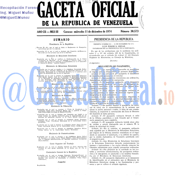 Gaceta Oficial 30573 del 11 Diciembre 1974