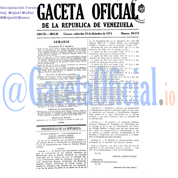 Gaceta Oficial 30578 del 18 Diciembre 1974