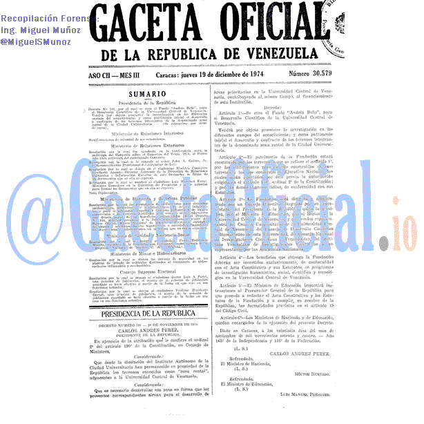 Gaceta Oficial 30579 del 19 Diciembre 1974