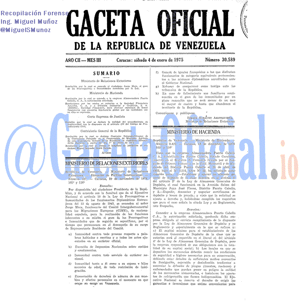 Gaceta Oficial 30589 del 4 Enero 1975