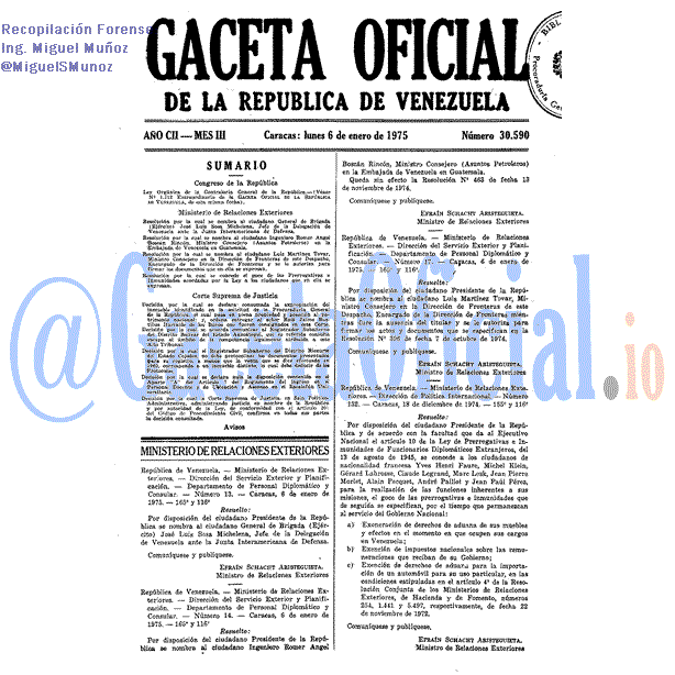 Gaceta Oficial 30590 del 6 Enero 1975