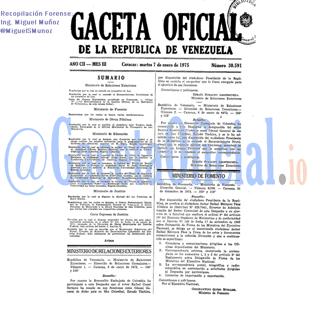 Gaceta Oficial 30591 del 7 Enero 1975