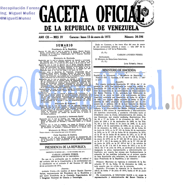 Gaceta Oficial 30596 del 13 Enero 1975