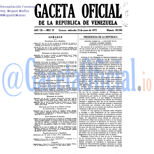 Gaceta Oficial 30598 del 15 Enero 1975