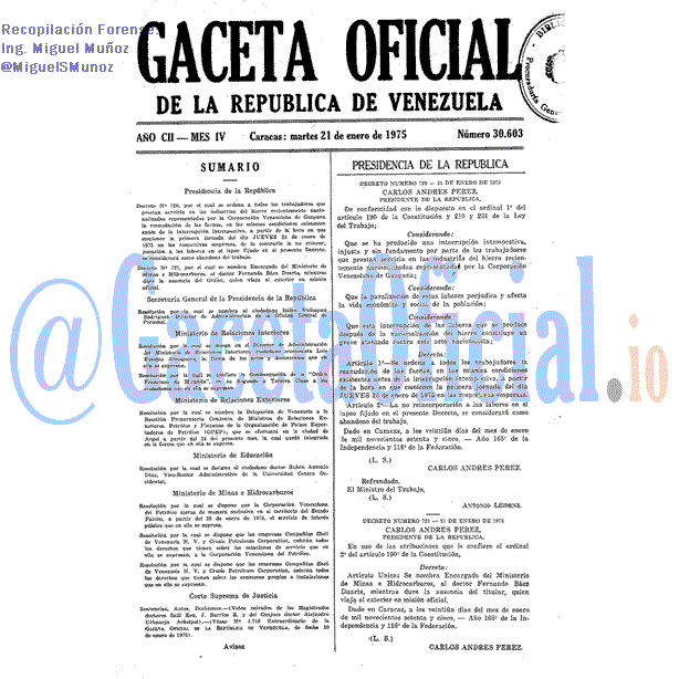 Gaceta Oficial 30603 del 21 Enero 1975