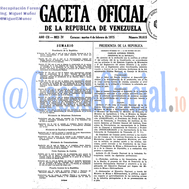 Gaceta Oficial 30615 del 4 Febrero 1975