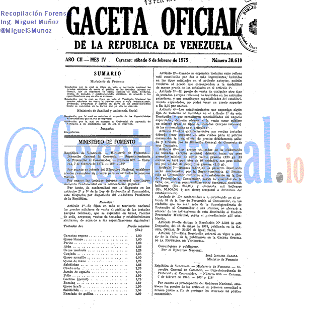 Gaceta Oficial 30619 del 8 Febrero 1975