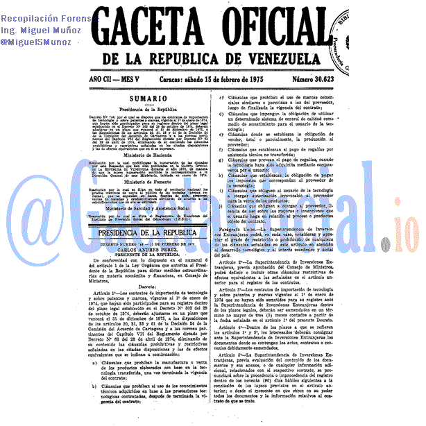 Gaceta Oficial 30623 del 15 Febrero 1975