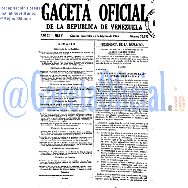 Gaceta Oficial 30632 del 26 Febrero 1975