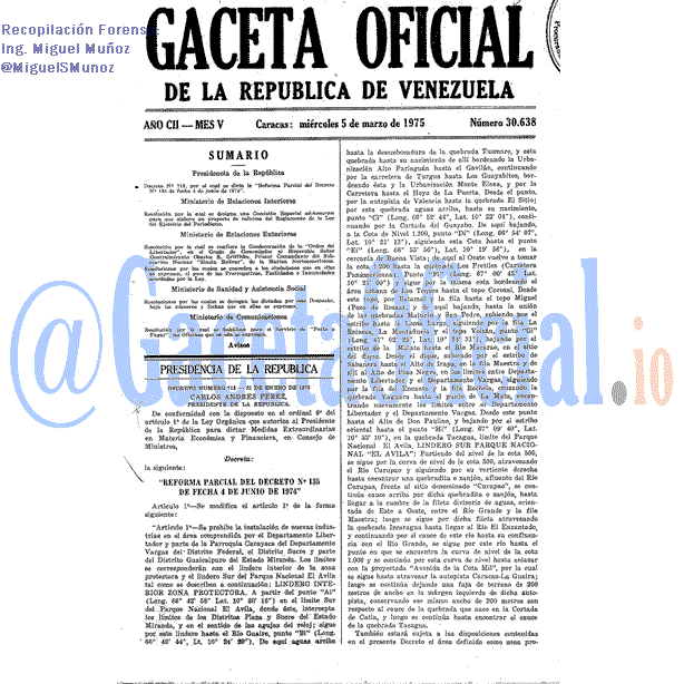 Gaceta Oficial 30638 del 5 Marzo 1975