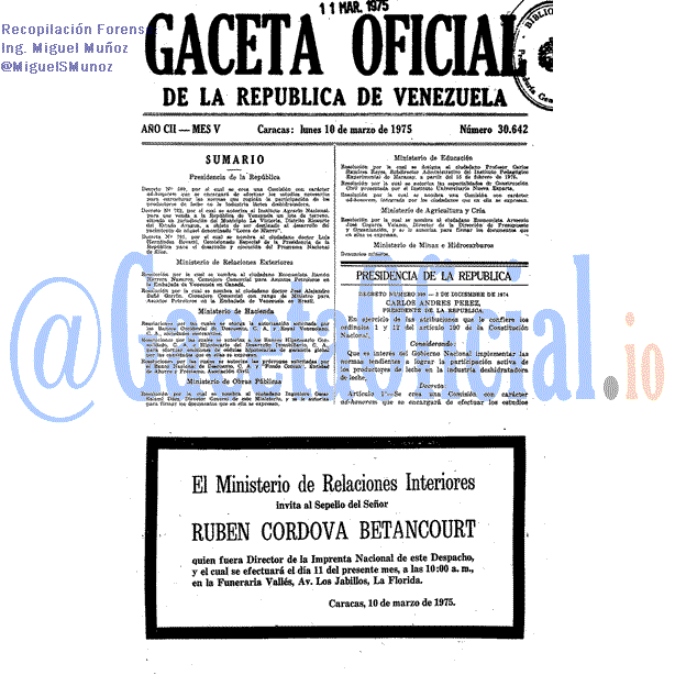 Gaceta Oficial 30642 del 10 Marzo 1975