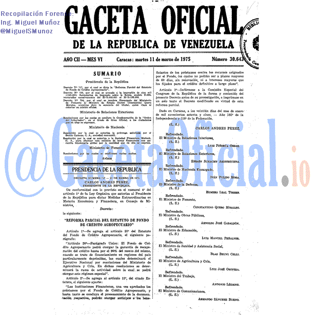Gaceta Oficial 30643 del 11 Marzo 1975