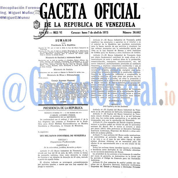 Gaceta Oficial 30662 del 7 Abril 1975