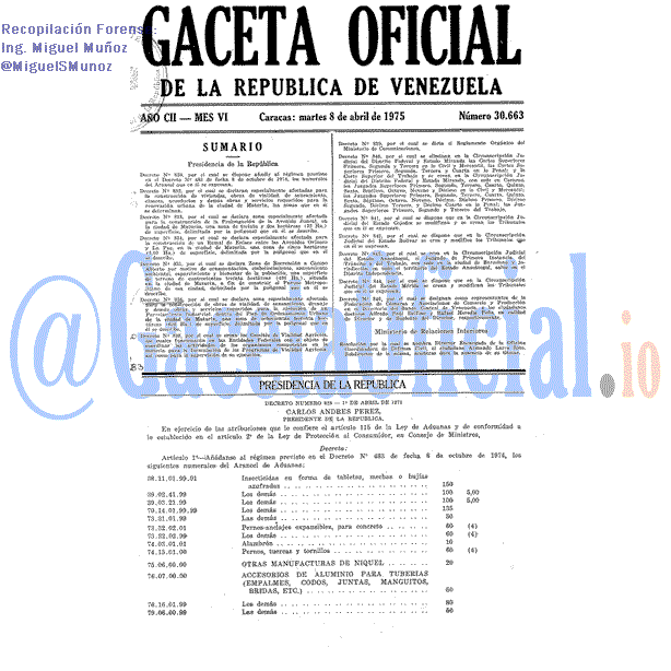 Gaceta Oficial 30663 del 8 Abril 1975