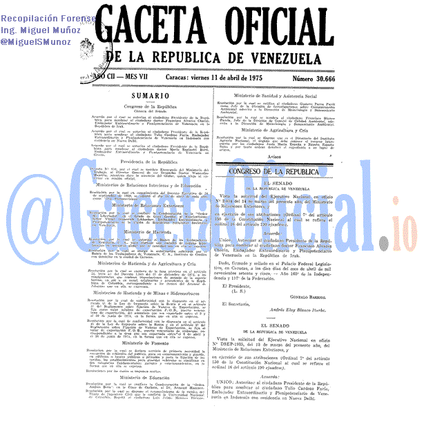 Gaceta Oficial 30666 del 11 Abril 1975