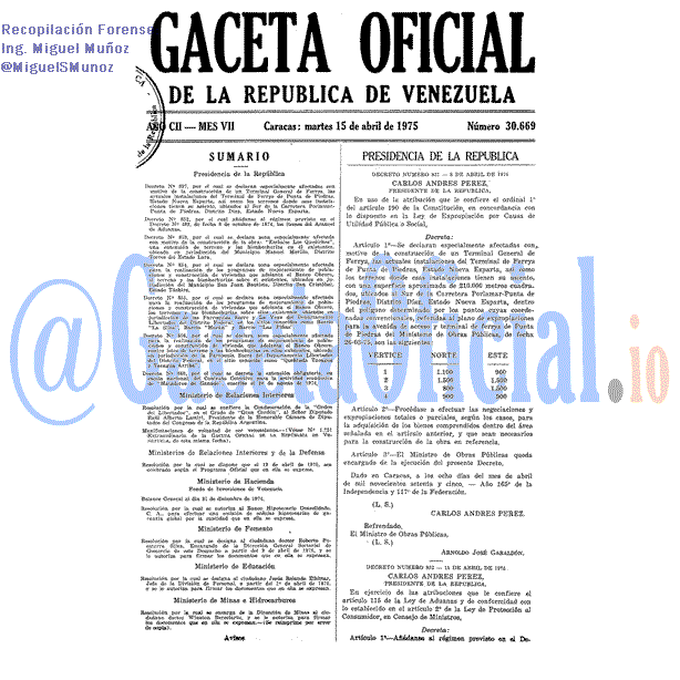 Gaceta Oficial 30669 del 15 Abril 1975