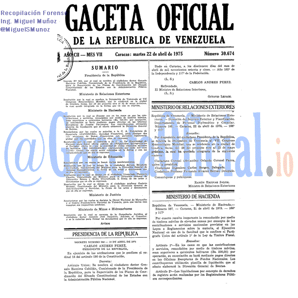 Gaceta Oficial 30674 del 22 Abril 1975