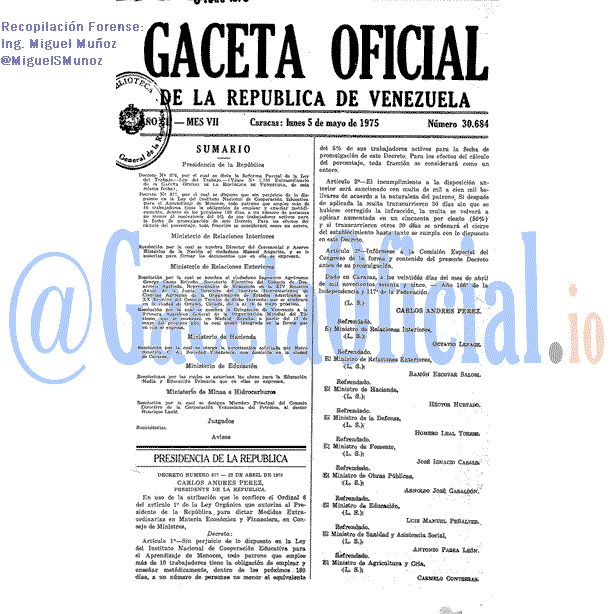 Gaceta Oficial 30684 del 5 Mayo 1975