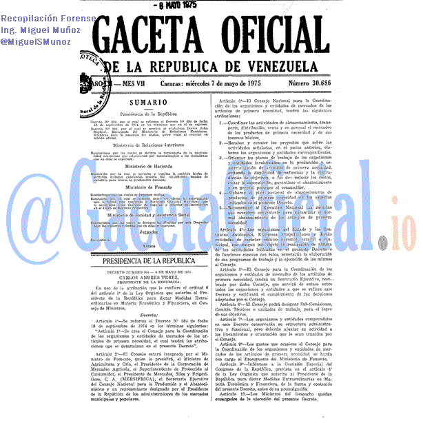 Gaceta Oficial 30686 del 7 Mayo 1975