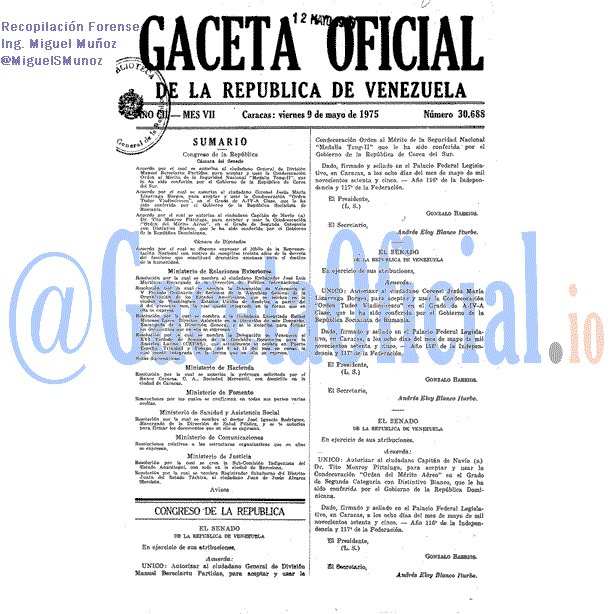 Gaceta Oficial 30688 del 9 Mayo 1975