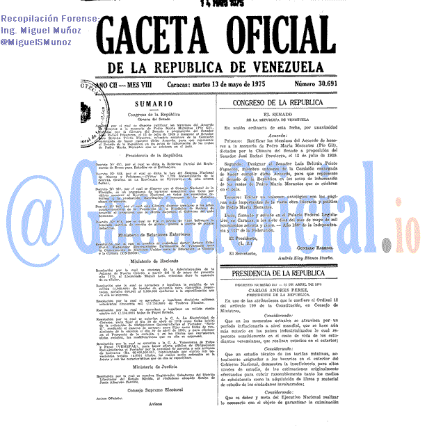 Gaceta Oficial 30691 del 13 Mayo 1975