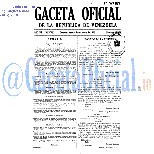 Gaceta Oficial 30697 del 20 Mayo 1975