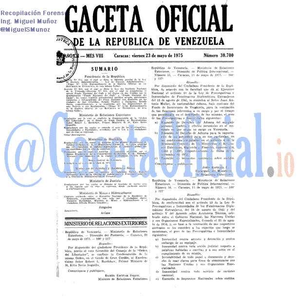 Gaceta Oficial 30700 del 23 Mayo 1975