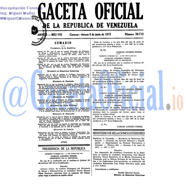 Gaceta Oficial 30712 del 6 Junio 1975