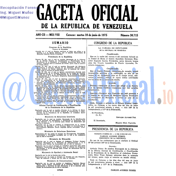 Gaceta Oficial 30715 del 10 Junio 1975